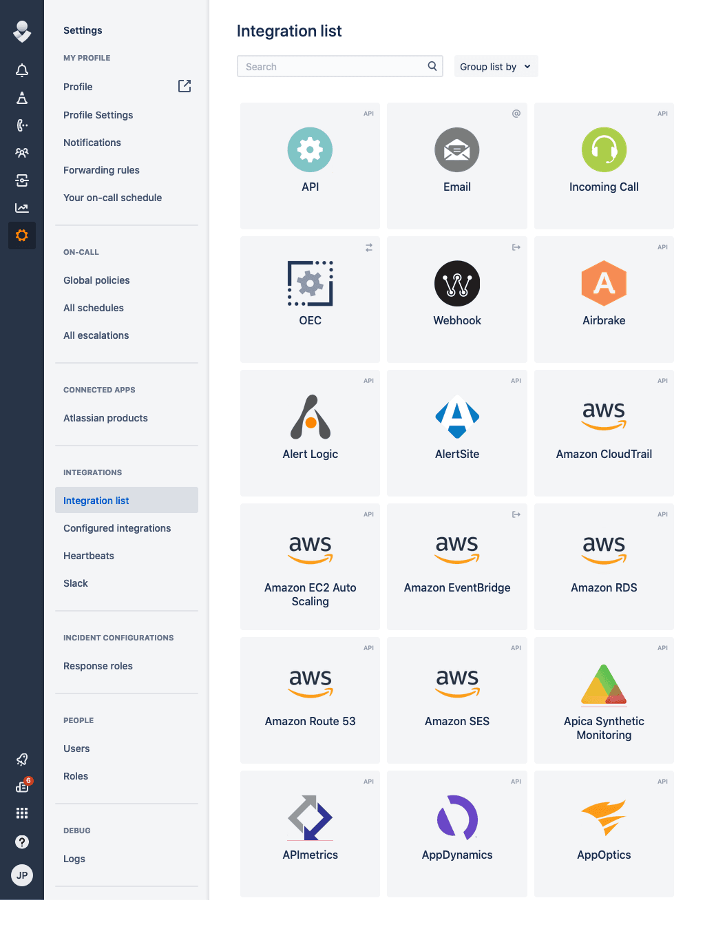 Screenshot 1: Open up the Integration List page